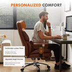 Büro-Chefsessel mit hoher Rückenlehne, ausziehbarer Fußstütze, höhenverstellbar und drehbaren Rollen, ergonomisch