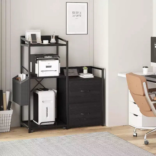 2-Schubladen-Aktenschrank mit Steckdosenleiste, verstellbaren Einlegeböden und RGB-LED, für Brief-/Legal-/A4-Format, Heimbüro