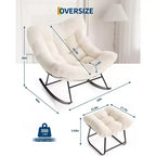 Papasan Schaukelstuhl mit Ottomane, 4-teiliger Eierstuhl mit Stahlrahmen, dickes Kissen, 180 kg Tragkraft