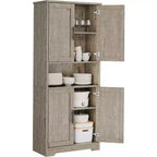 70in Tall Kitchen Pantry Cabinet,Freestanding Storage Cabinet with 4 Doors & Adjustable Shelves,Utility Cupboard for Dining Room,Living Room,Bathroom