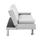 66,9 Zoll PVC/Stoff Verwandlungsfähiges Klapp-Futonsofabett mit Edelstahlbeinen für Wohnzimmer, Büro, Apartment, Schlafzimmer, Schwarz