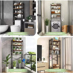 WC-Regal mit 3 offenen Ablagen, Korb, Haken und Toilettenpapierhalter – Vintage-brauner Badezimmer-Organizer aus Metall