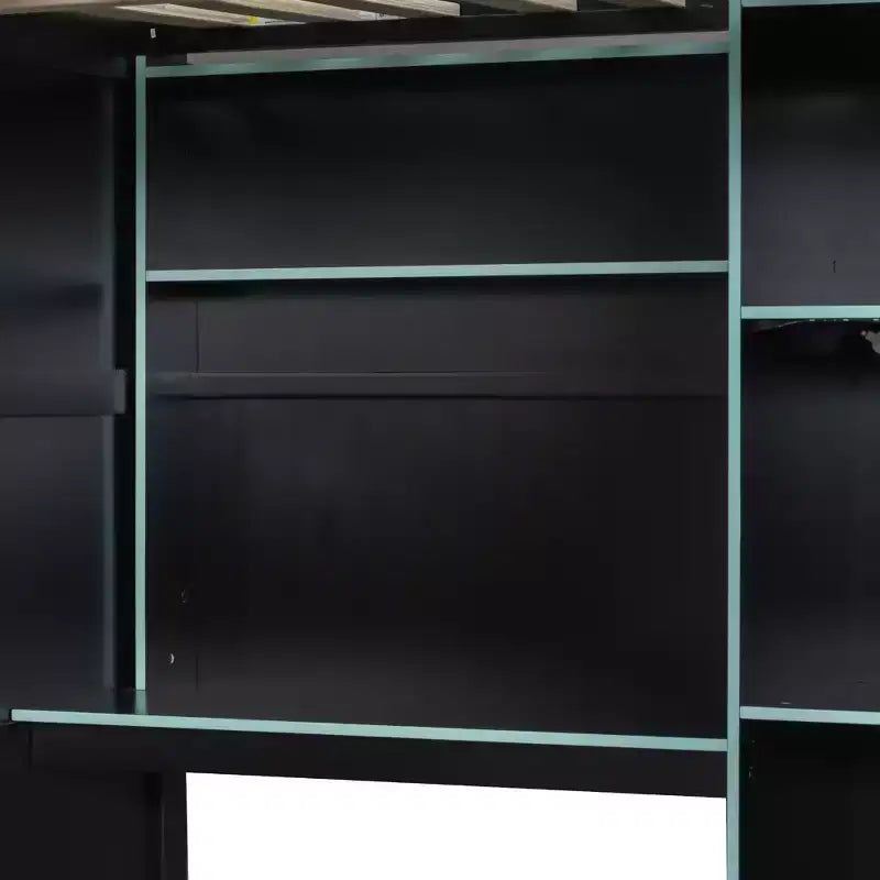 Gaming-Hochbett in voller Größe mit Schreibtisch und RGB-Beleuchtung, Hochbettgestell aus Vollholz mit Kleiderschrank und Staufächern