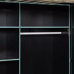 Gaming-Hochbett in voller Größe mit Schreibtisch und RGB-Beleuchtung, Hochbettgestell aus Vollholz mit Kleiderschrank und Staufächern