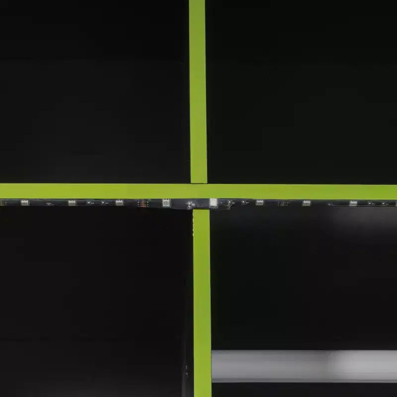 Gaming-Hochbett in voller Größe mit Schreibtisch und RGB-Beleuchtung, Hochbettgestell aus Vollholz mit Kleiderschrank und Staufächern