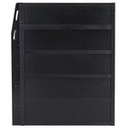 Gaming-Hochbett in voller Größe mit Schreibtisch und RGB-Beleuchtung, Hochbettgestell aus Vollholz mit Kleiderschrank und Staufächern