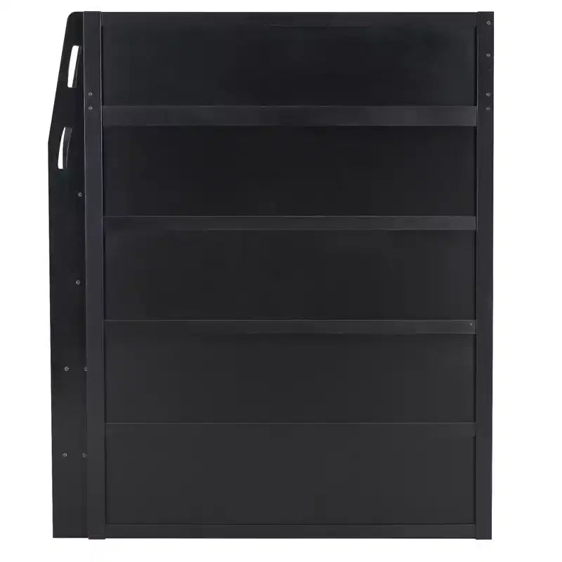 Gaming-Hochbett in voller Größe mit Schreibtisch und RGB-Beleuchtung, Hochbettgestell aus Vollholz mit Kleiderschrank und Staufächern