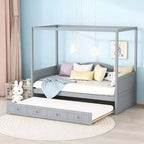  Twin Size Daybed with Trundle and Canopy