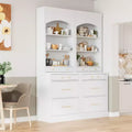  Tatton Modern 83.7 Kitchen Pantry with Faux Marble Top, Storage Drawers and Shelves, White