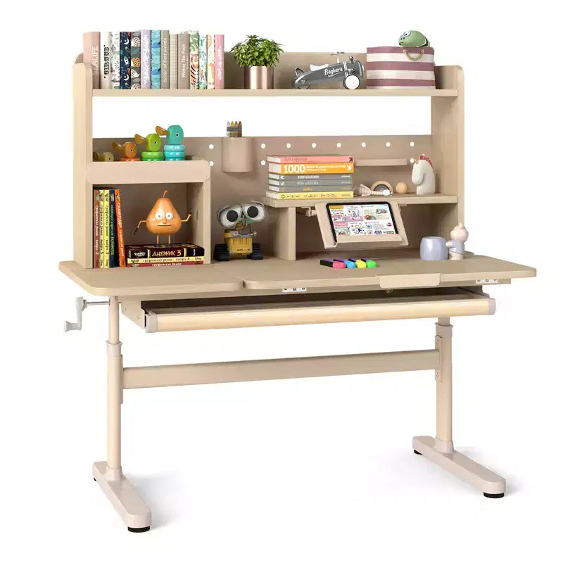  Kids Study Desk w/Tilt Desktop Retractable Book Stand & Pegboard Pen Holder