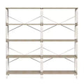 63 5-Tier Industrial shelf, White MDF+Iron Frame Open Bookcase (Anti-Tipping Home Office/Living Room Organizer)