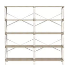 63 5-Tier Industrial shelf, White MDF+Iron Frame Open Bookcase (Anti-Tipping Home Office/Living Room Organizer)