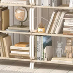 5-stufiges Industrieregal, weißes MDF+Eisenrahmen offenes Bücherregal (Anti-Kipp Home Office/Wohnzimmer Organizer)