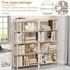5-stufiges Industrieregal, weißes MDF+Eisenrahmen offenes Bücherregal (Anti-Kipp Home Office/Wohnzimmer Organizer)