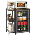Mini Fridge Stand with Storage Shelves, 3 Tier Wooden Kitchen Bakers Rack, Freestanding Utility Microwave Stand, Coffee Bar Table for Dorm Kitchen
