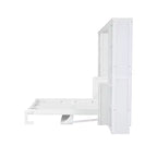 Schrankbett mit ausklappbarem Schreibtisch & Bücherregal-Stauraum, wandmontiertes Doppel-/Queensize-Plattformbett, massives Kiefernholz & MDF, Dunkelbraun oder Weiß