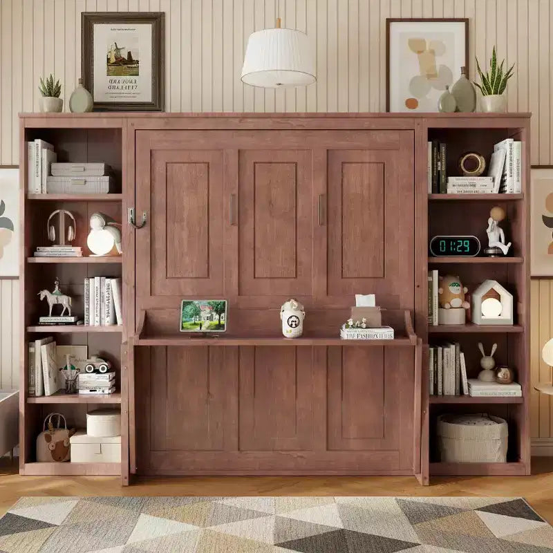  Murphy Bed with Desk & Storage Racks