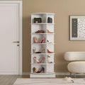  56-inch 360-degree rotating modern shoe cabinet, 6 tiers, accommodates all types of footwear, maximizes storage space utilization, white