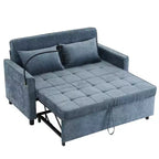 144,5 cm Loveseat Schlafsofa mit ausziehbarer Matratze, beidseitig verwendbarer Rückenlehne, USB-Anschlüssen, Seitentaschen und Handyhalter, Blau