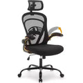 Ergonomic High-Back Mesh Office Chair  Turn-Up Armrests, Headrest, Swivel Executive Computer Desk Chair for Home Office, Bedroom, or Study