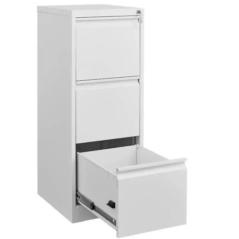 Weißer Aktenschrank mit 2 Schubladen und Schloss, Metall-Aufbewahrung für Legal-/Letter-/A4-/F4-Akten