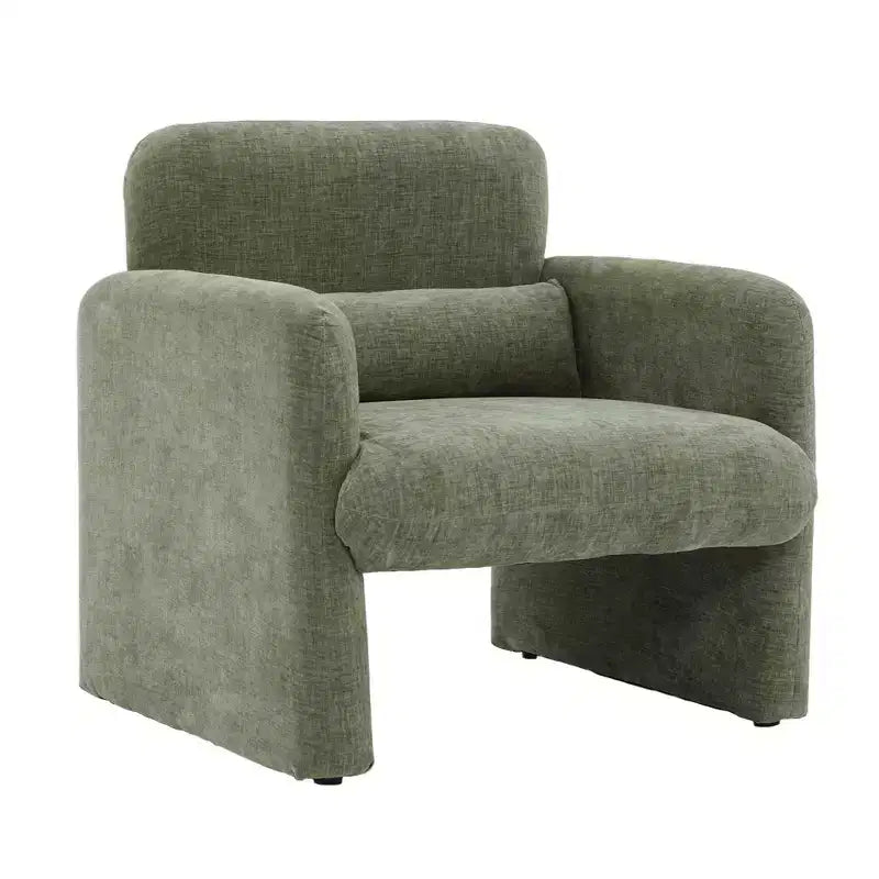 Chenille Upholstered Accent Armchair with Lumbar Pillow  Modern Cozy Lounge Chair for Living Room, Bedroom, Office, or Apartment