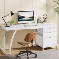  59-Inch Computer Desk with 3 Drawers, PC Desk with Reversible Drawers and File Storage for Home Office, Industrial White
