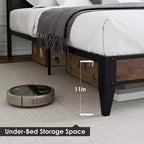 Bettrahmen, Polsterkopfteil mit Stauraum und Ladestation, getuftetes Design, Stahlrahmen-Stütze, kein Boxspringbett erforderlich, einfache Montage
