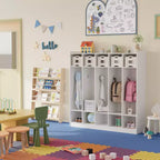 5-Fächer-Garderobenschrank für Klassenzimmer mit 10 Haken, Ablageorganizer mit 10 Fächern für Zuhause, Kindergarten, Schule, Kita