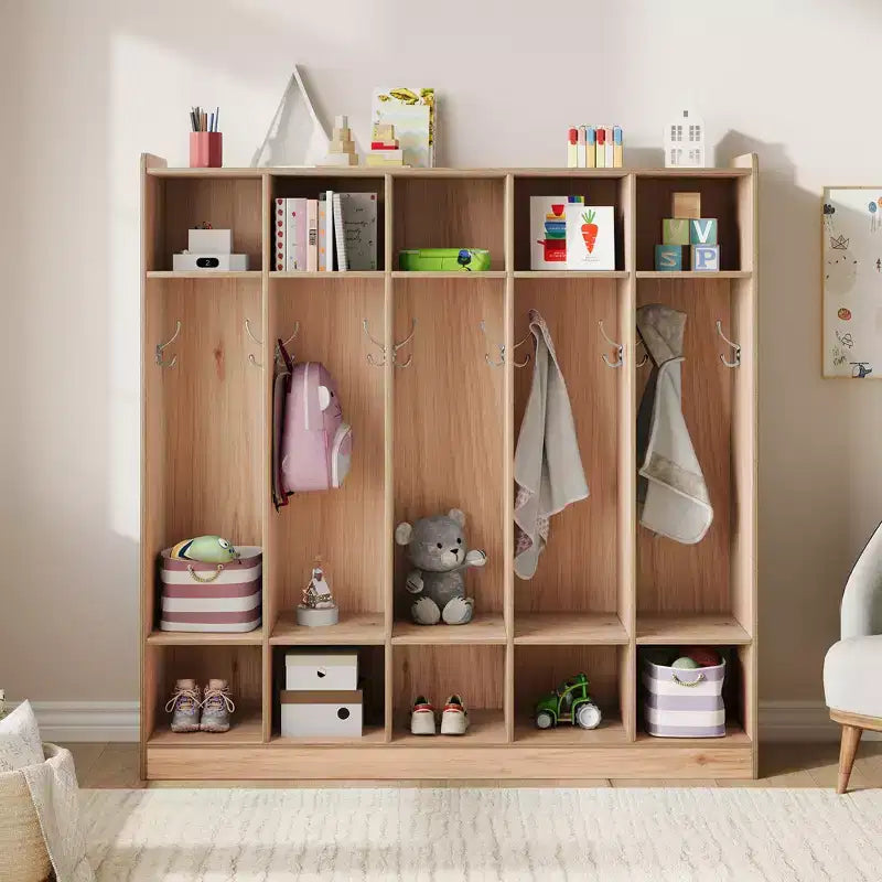 5-Fächer-Garderobenschrank für Klassenzimmer mit 10 Haken, Ablageorganizer mit 10 Fächern für Zuhause, Kindergarten, Schule, Kita