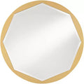 Round Vanity Accent Wall Mirror Modern Beveled Octagonal Brushed Gold Frame 32 Wide for Bathroom Bedroom Living Room