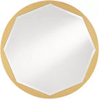  Round Vanity Accent Wall Mirror Modern Beveled Octagonal Brushed Gold Frame 32 Wide for Bathroom Bedroom Living Room