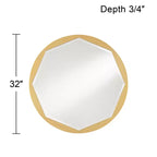 32" Runder Wandspiegel mit gebürstetem Goldrahmen, facettiertem achteckigem Glas, für Bad, Schlafzimmer & Wohnzimmer